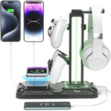 KDD Gaming Headset Standaard met Draadloze Oplader & RGB - Zwart (33% Korting)