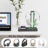 KDD Gaming Headset Standaard met Draadloze Oplader & RGB - Zwart (33% Korting)
