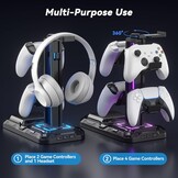 KDD Gaming Headset Standaard met Draadloze Oplader & RGB - Zwart (33% Korting)