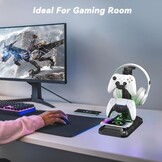 KDD Gaming Headset Standaard met Draadloze Oplader & RGB - Zwart (33% Korting)