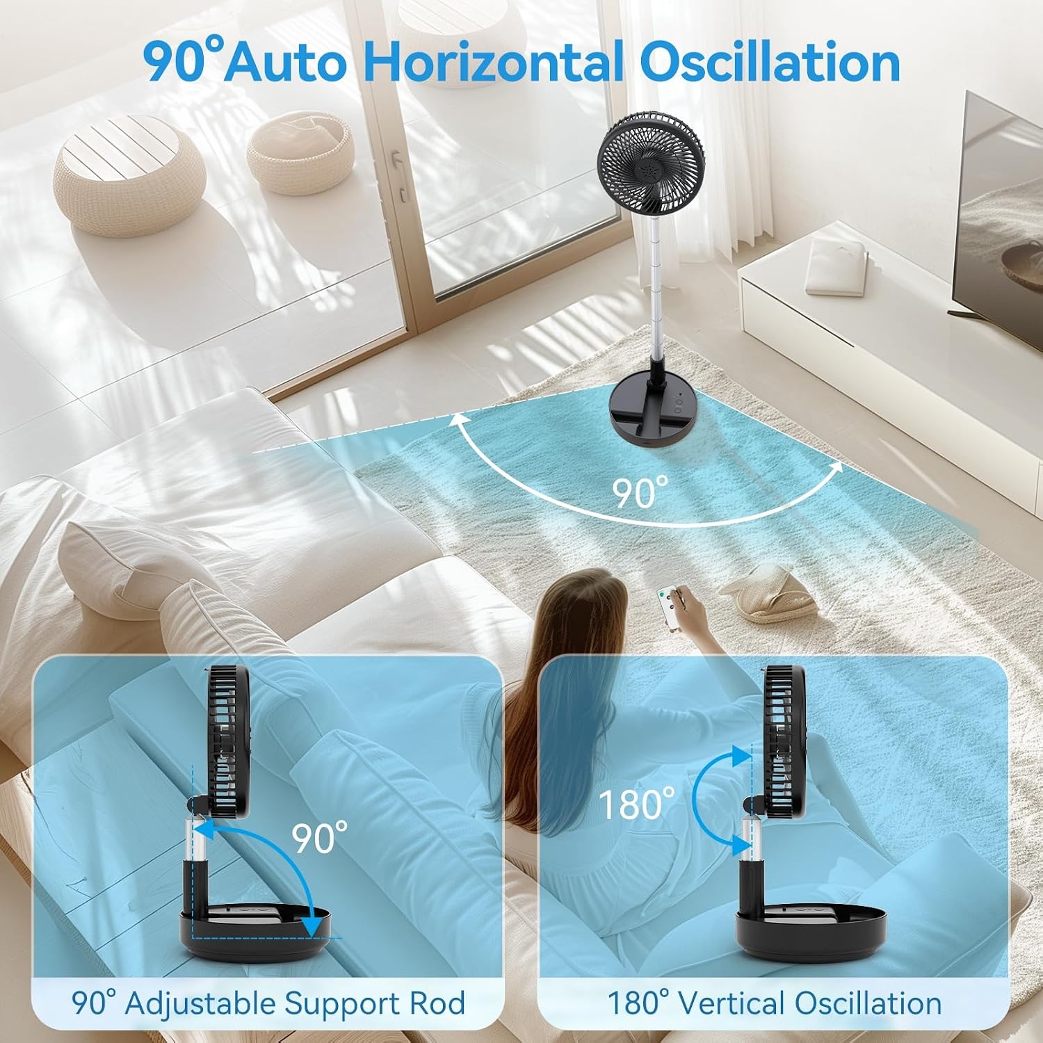 Primevolve Opvouwbare Vloerventilator 7,7 inch Wit - 33% Korting