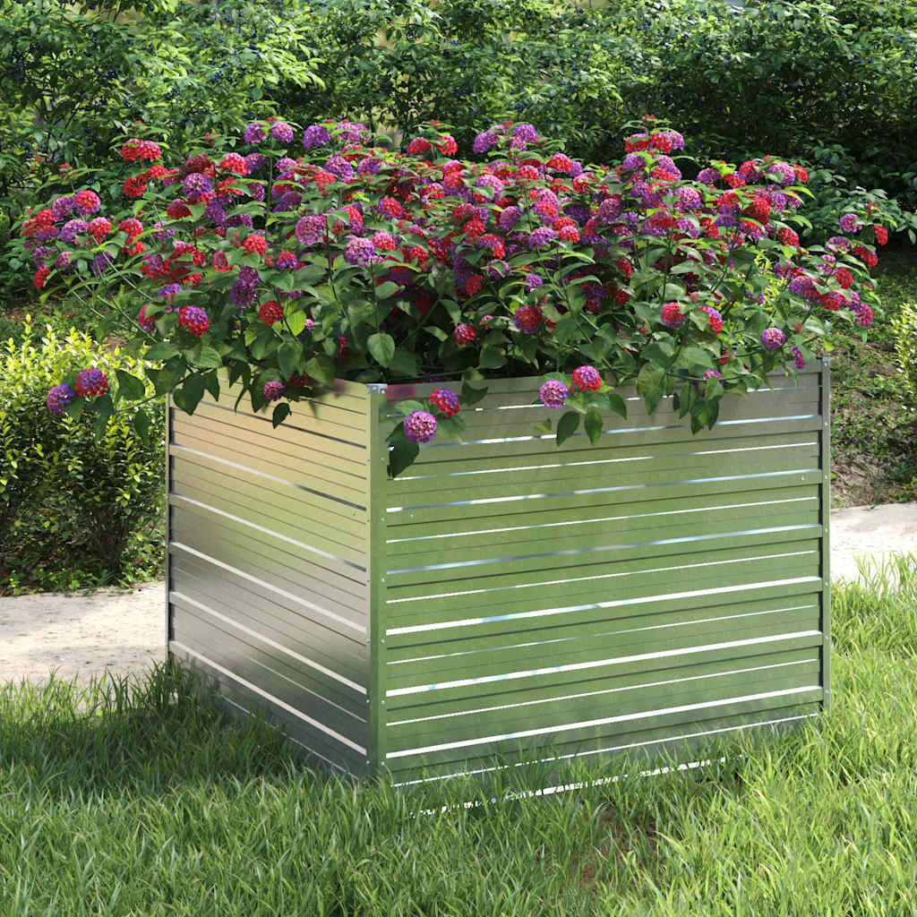 Verhoogde Plantenbak 100x100x77 cm Zilver - Gegalvaniseerd Staal (34% Korting)