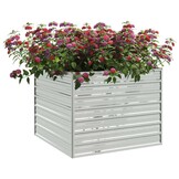 Verhoogde Plantenbak 100x100x77 cm Zilver - Gegalvaniseerd Staal (34% Korting)