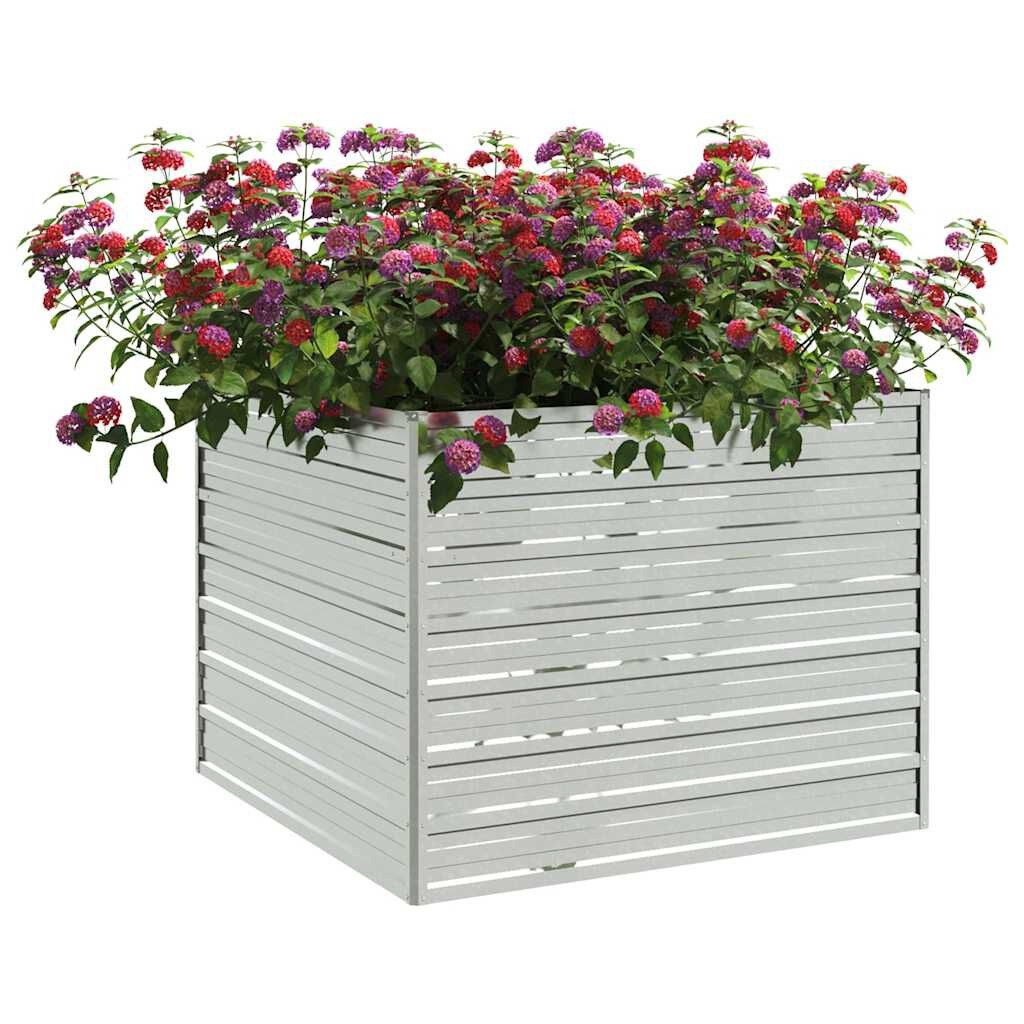 Verhoogde Plantenbak 100x100x77 cm Zilver - Gegalvaniseerd Staal (34% Korting)