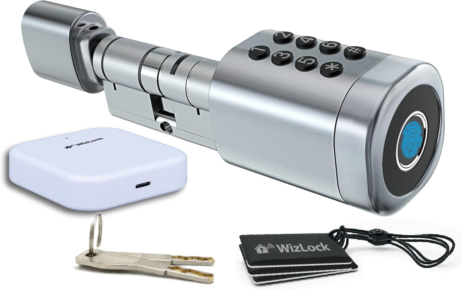 Slim Deurslot Cilinder Zilver met Wi-Fi Gateway - 35-65mm Deuren - 34% Korting