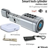 Slim Deurslot Cilinder Zilver met Wi-Fi Gateway - 35-65mm Deuren - 34% Korting