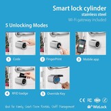 Slim Deurslot Cilinder Zilver met Wi-Fi Gateway - 35-65mm Deuren - 34% Korting