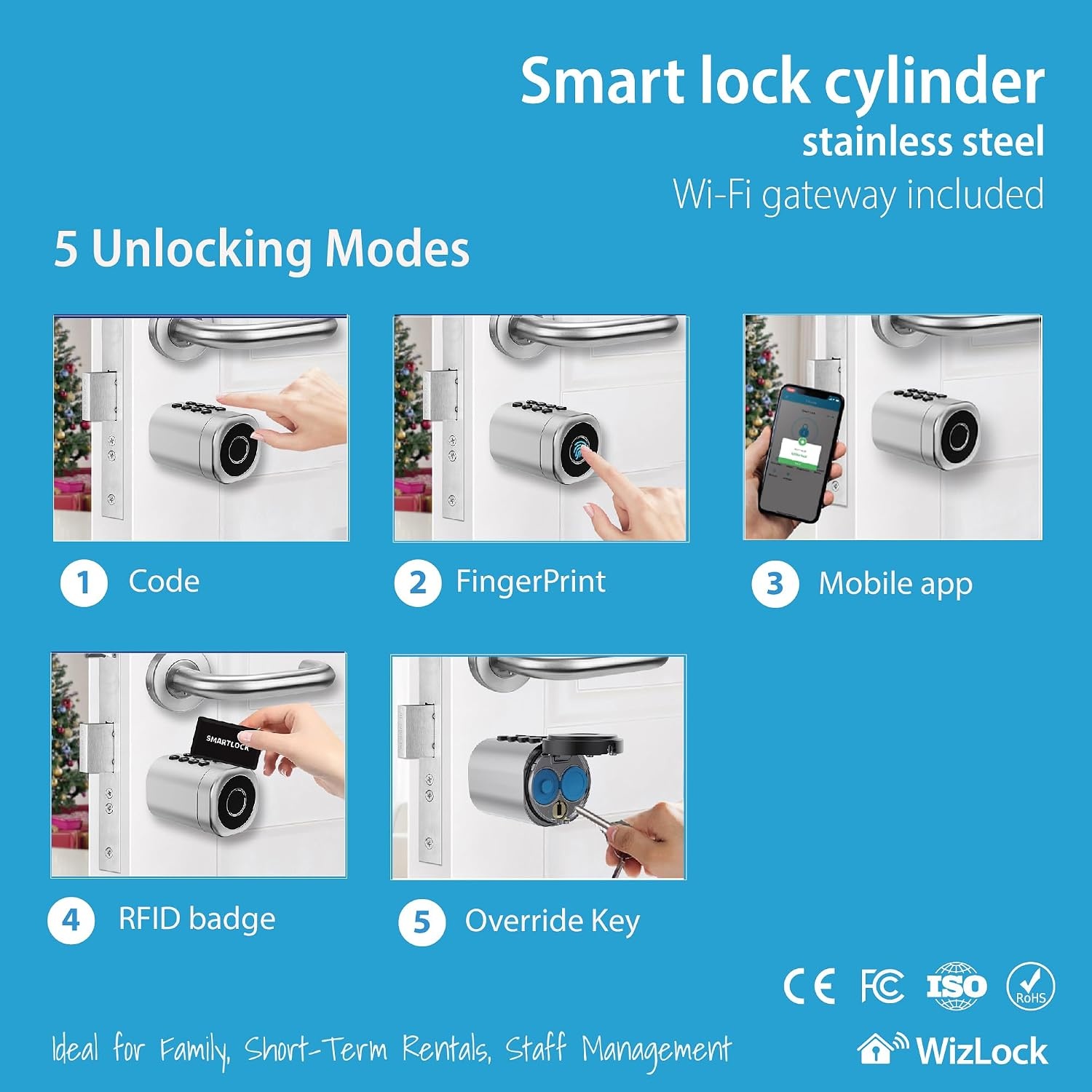 Slim Deurslot Cilinder Zilver met Wi-Fi Gateway - 35-65mm Deuren - 34% Korting