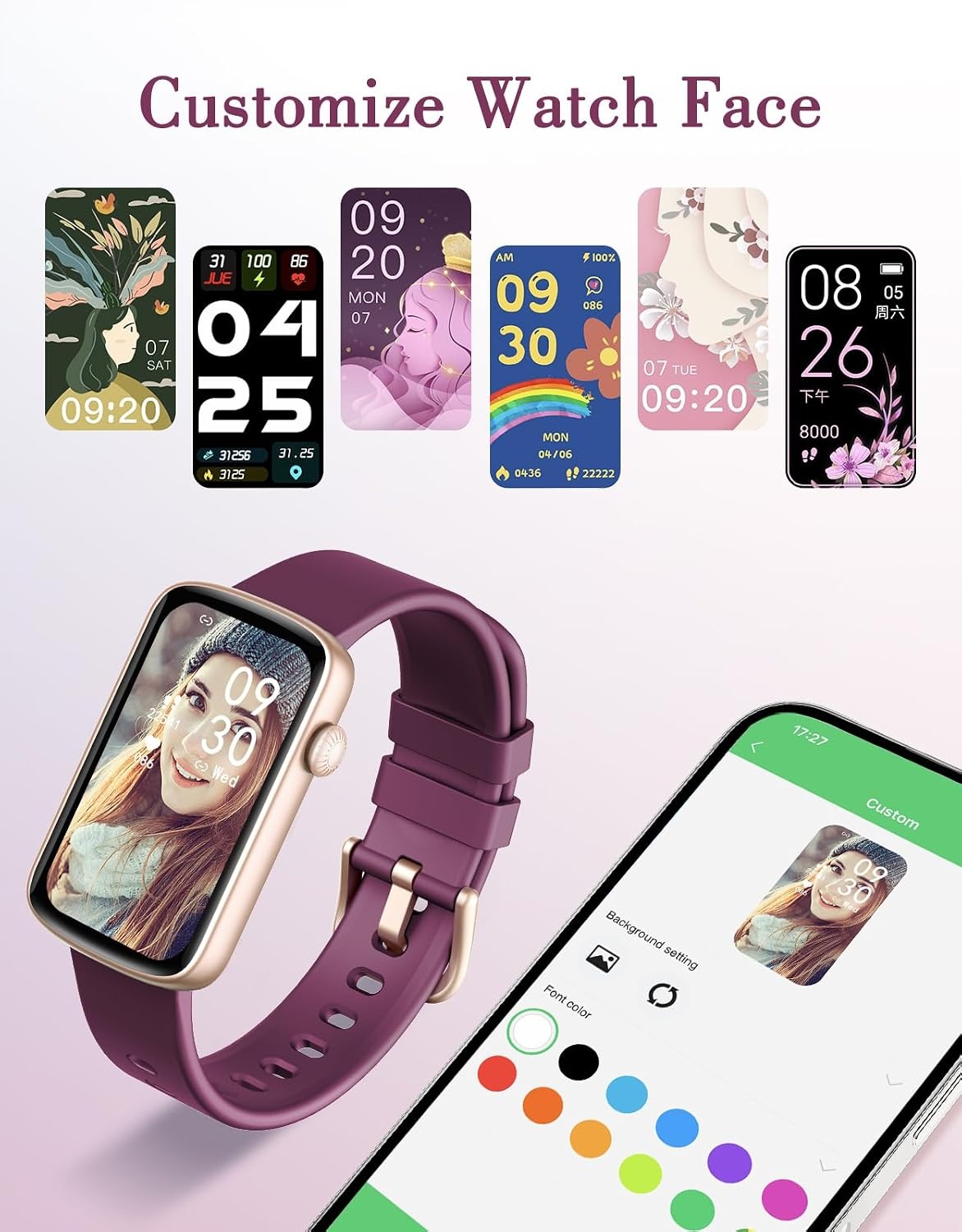 SHANG WING L2 Smartwatch Dames - 1,47" HD Scherm - Fitness Tracker - Paars (33% Korting)