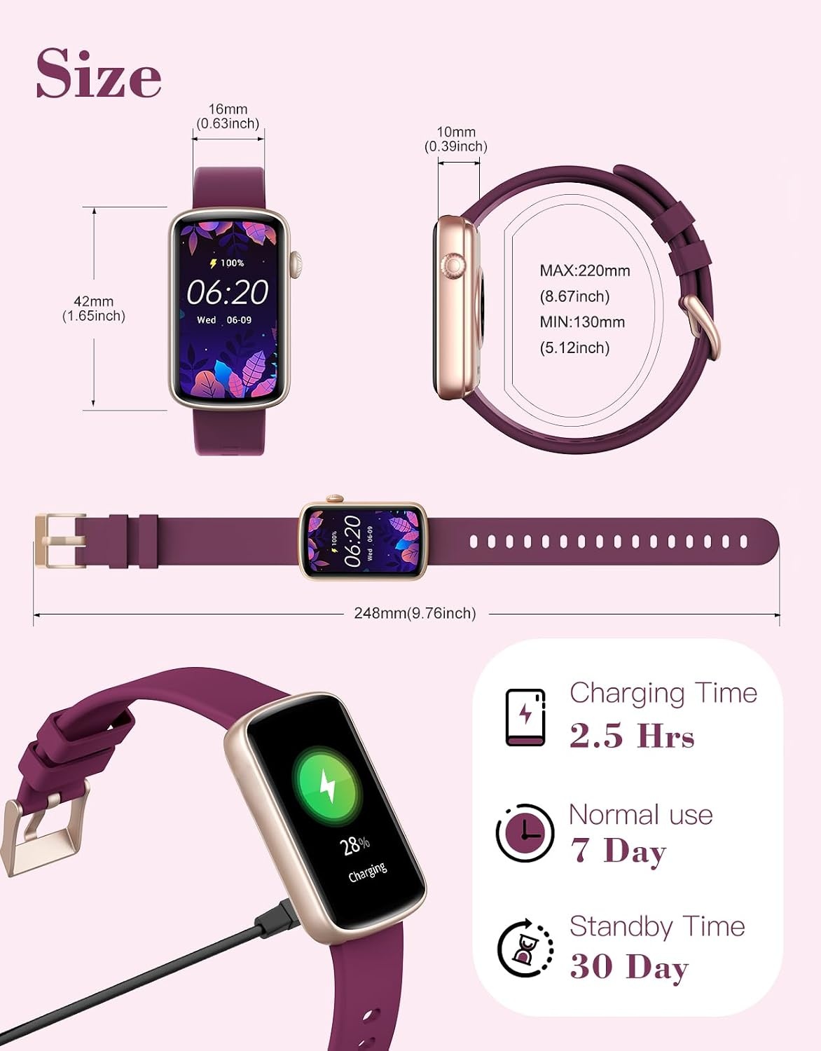 SHANG WING L2 Smartwatch Dames - 1,47" HD Scherm - Fitness Tracker - Paars (33% Korting)