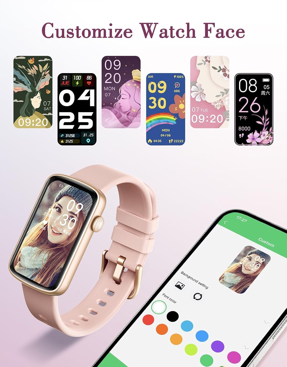SHANG WING L2 Smartwatch Dames - Roze - 1,47 inch - 33% Korting