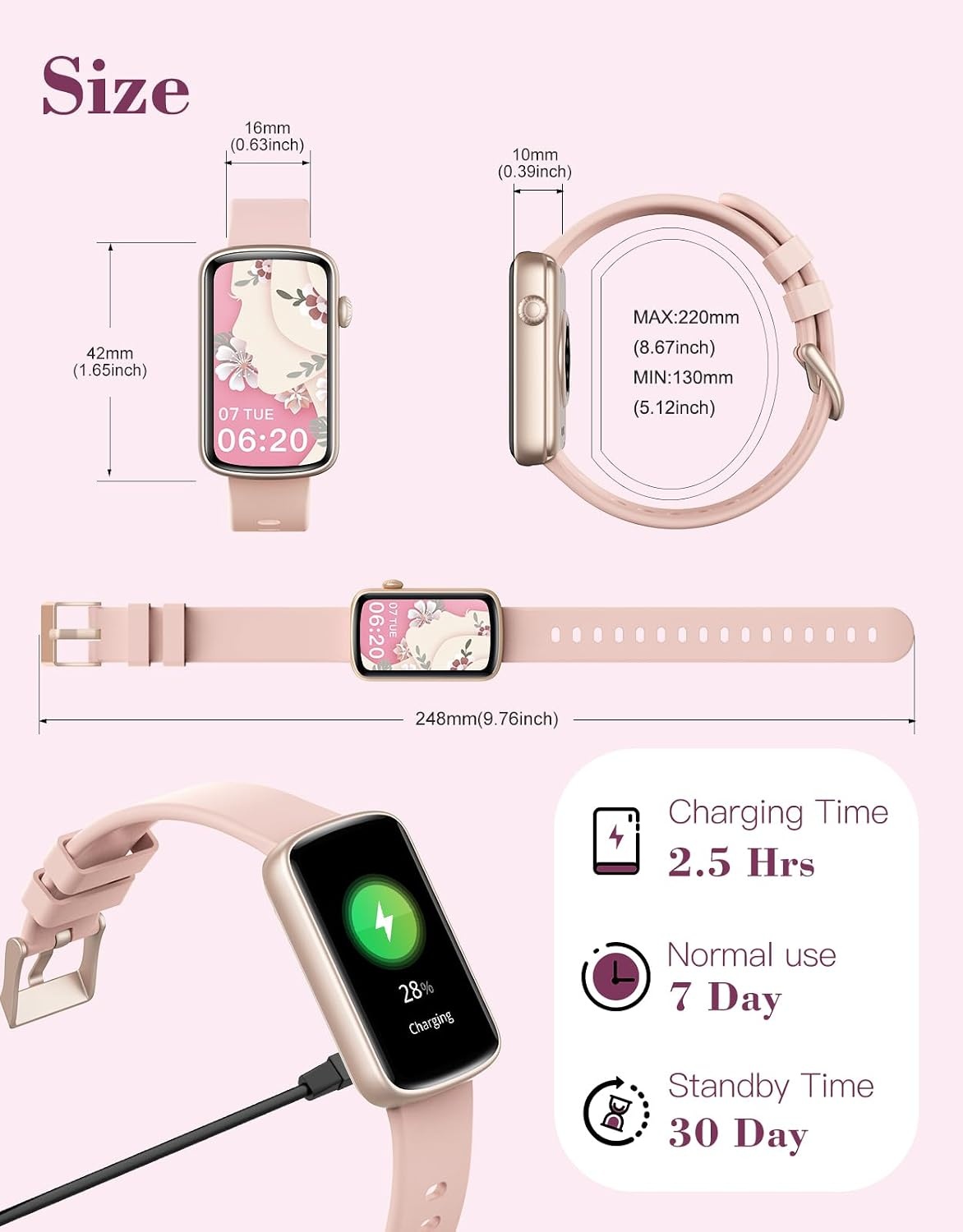 SHANG WING L2 Smartwatch Dames - Roze - 1,47 inch - 33% Korting