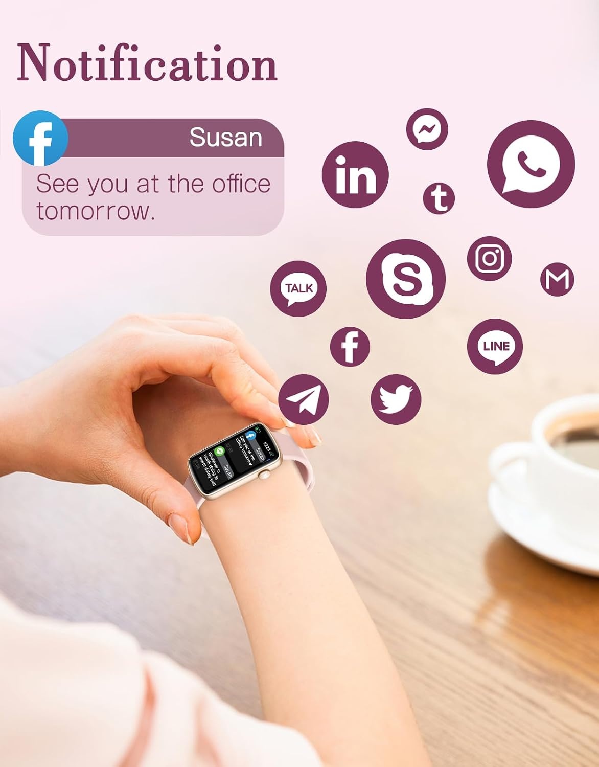 SHANG WING L2 Smartwatch Dames - Roze - 1,47 inch - 33% Korting