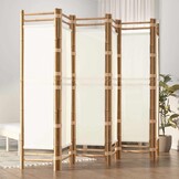 Kamerscherm 6-delig Bamboe & Canvas Crémewit - 35% Korting