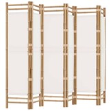 Kamerscherm 6-delig Bamboe & Canvas Crémewit - 35% Korting