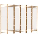 Kamerscherm 6-delig Bamboe & Canvas Crémewit - 35% Korting