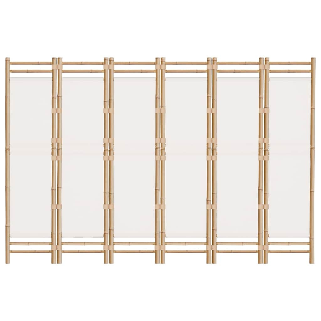 Kamerscherm 6-delig Bamboe & Canvas Crémewit - 35% Korting