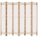 Kamerscherm 6-delig Bamboe & Canvas Crémewit - 35% Korting