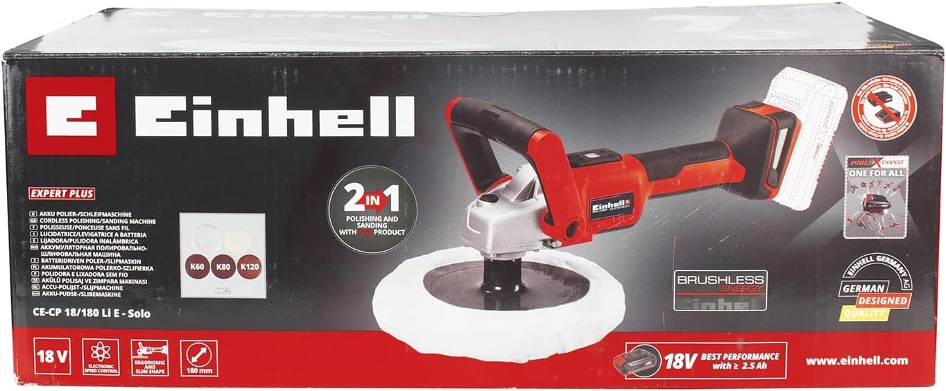 Einhell Accu Polijst- en Slijpmachine CE-CP 18/180 Li E Solo 18V Rood/Zwart met 54% korting