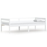 vidaXL Bedframe massief grenenhout wit 90x200 cm