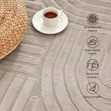 Topfinel Modern woonkamer tapijt taupe 200x290 golvende 3D-effect wasbaar kort vloerkleed groot zacht pluizig antislip slaapkamer tapijten voor eetkamer kantoor effen tapijt viltlook duurzaam
