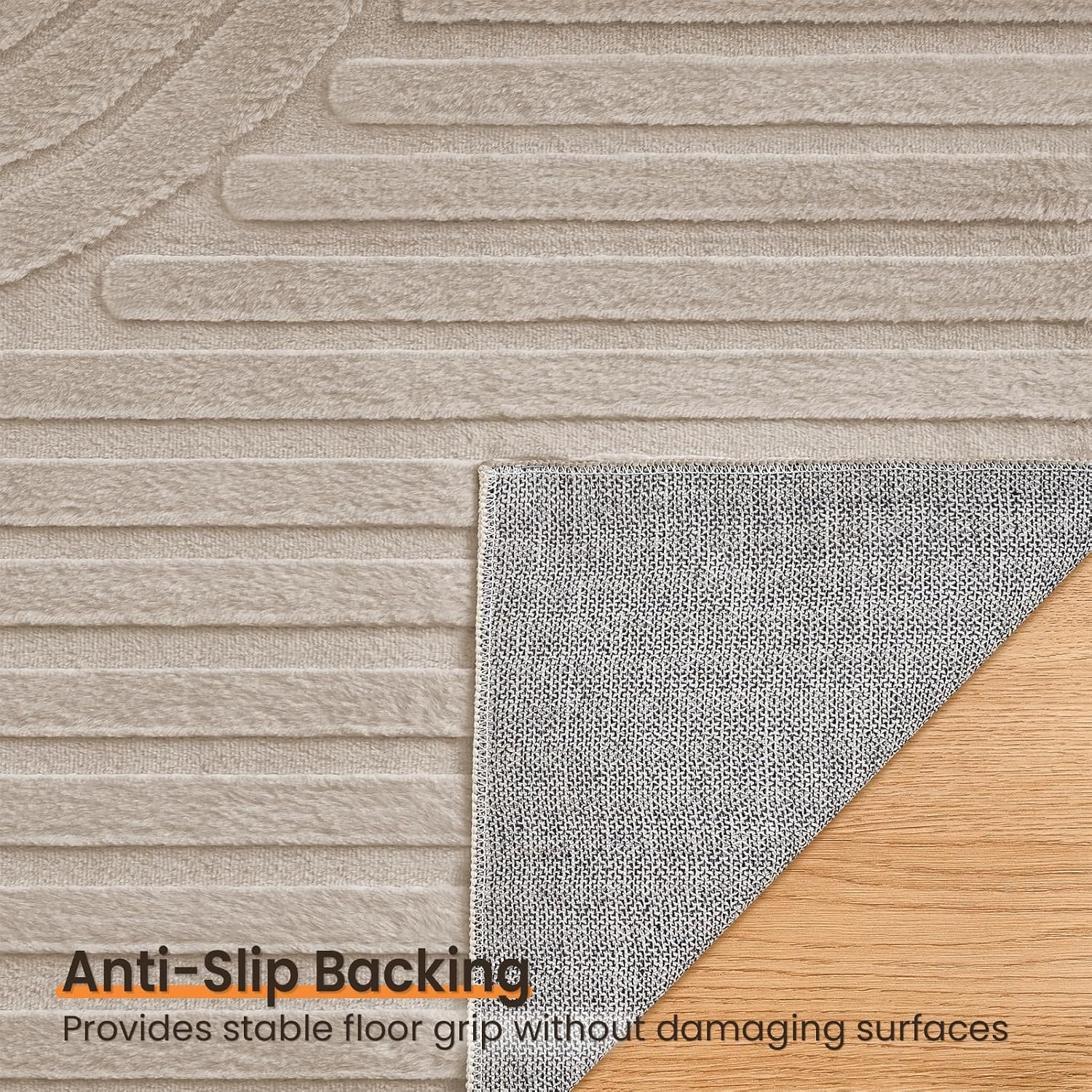 Topfinel Modern woonkamer tapijt taupe 200x290 golvende 3D-effect wasbaar kort vloerkleed groot zacht pluizig antislip slaapkamer tapijten voor eetkamer kantoor effen tapijt viltlook duurzaam