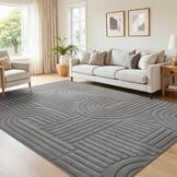 Topfinel Modern woonkamer tapijt taupe 200x290 golvende 3D-effect wasbaar kort vloerkleed groot zacht pluizig antislip slaapkamer tapijten voor eetkamer kantoor effen tapijt viltlook duurzaam