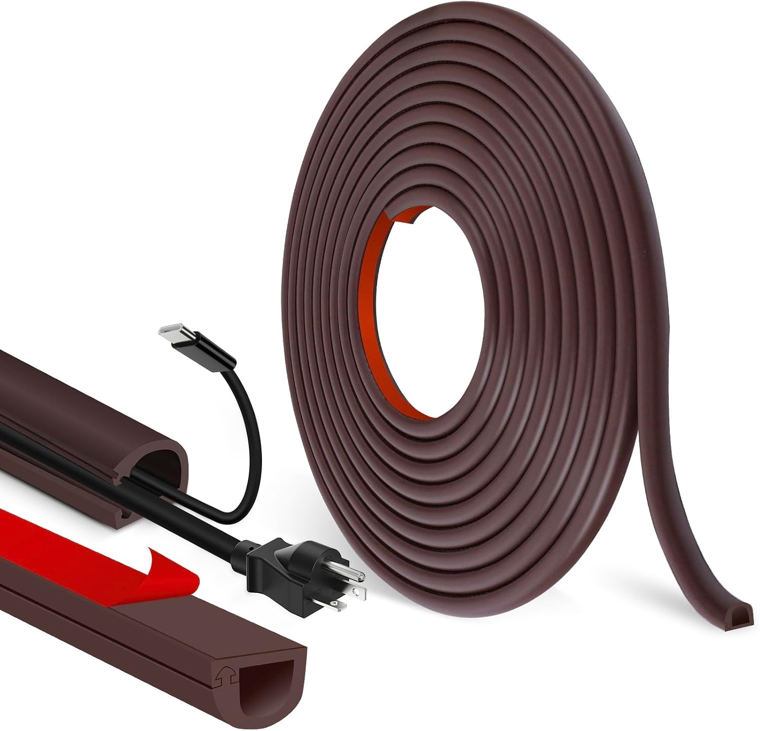 Zelfklevende kabelkanalen voor elektrische kabels, halfrond, flexibele kabelafdekking voor tv, muur, vloer (zwart, 7 mm × 14 mm × 3 m)