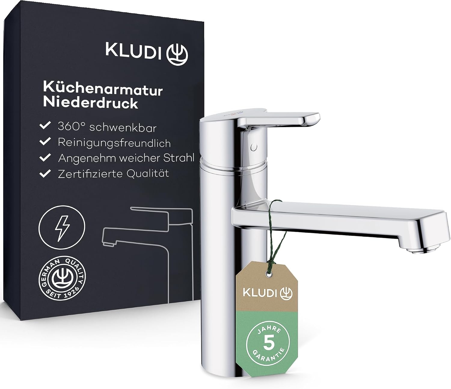 KLUDI-M3 Keukenkraan Niederdruck – 360° Draaibaar – Chroom