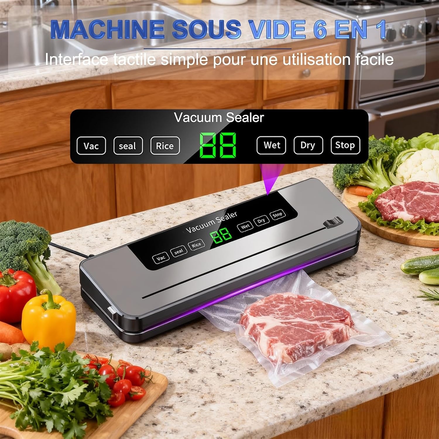 ZLXHDL Vacumeermachine Zwart met 60 Vacuümzakken - 120W