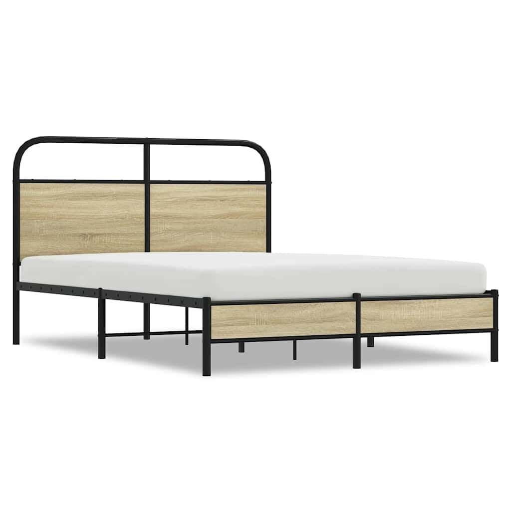 vidaXL Bedframe zonder matras bewerkt hout sonoma eikenkleur 140x200cm