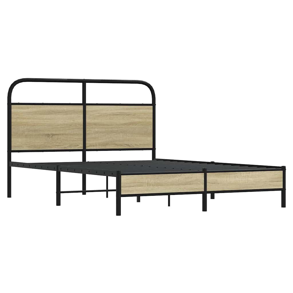 vidaXL Bedframe zonder matras bewerkt hout sonoma eikenkleur 140x200cm