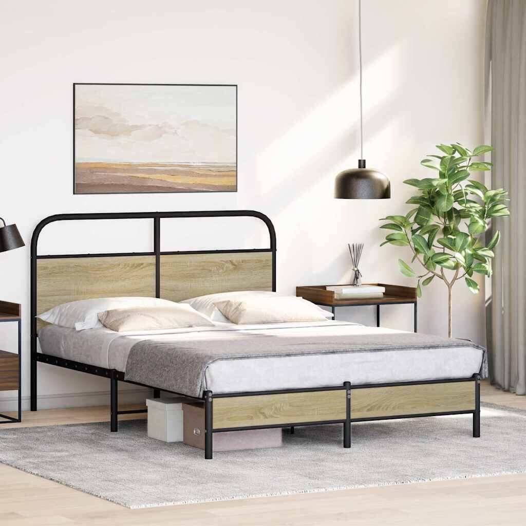 vidaXL Bedframe zonder matras bewerkt hout sonoma eikenkleur 140x200cm