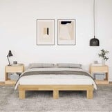 vidaXL Bedframe zonder matras 140x200 cm massief hout eiken