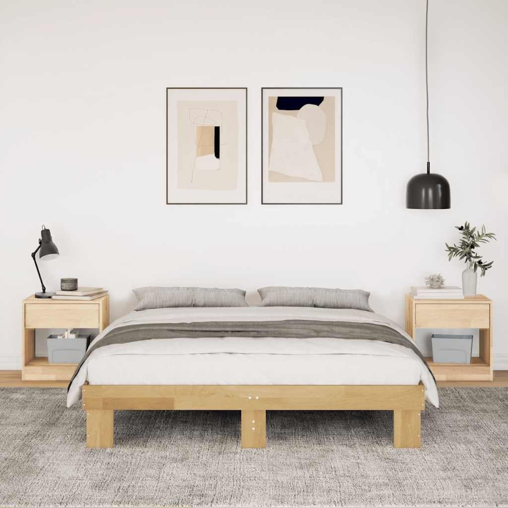 vidaXL Bedframe zonder matras 140x200 cm massief hout eiken