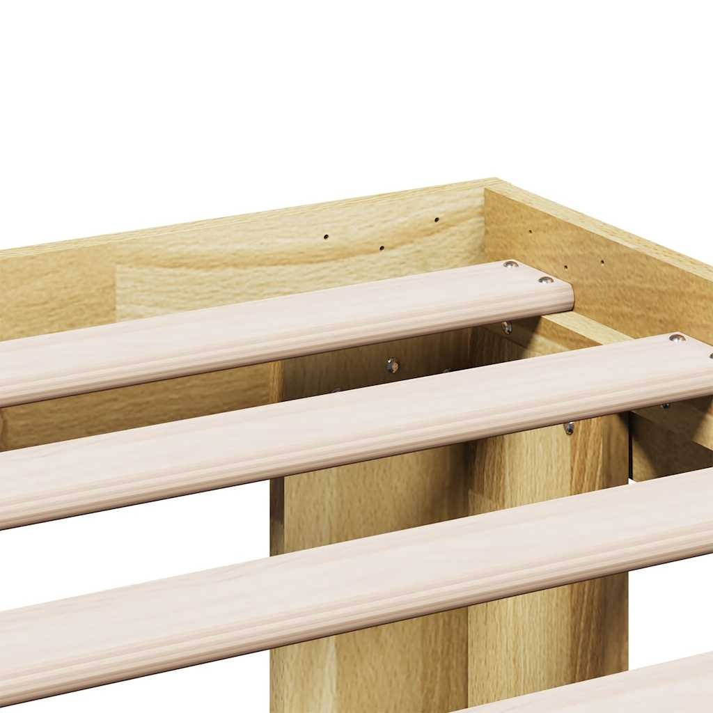 vidaXL Bedframe zonder matras 140x200 cm massief hout eiken