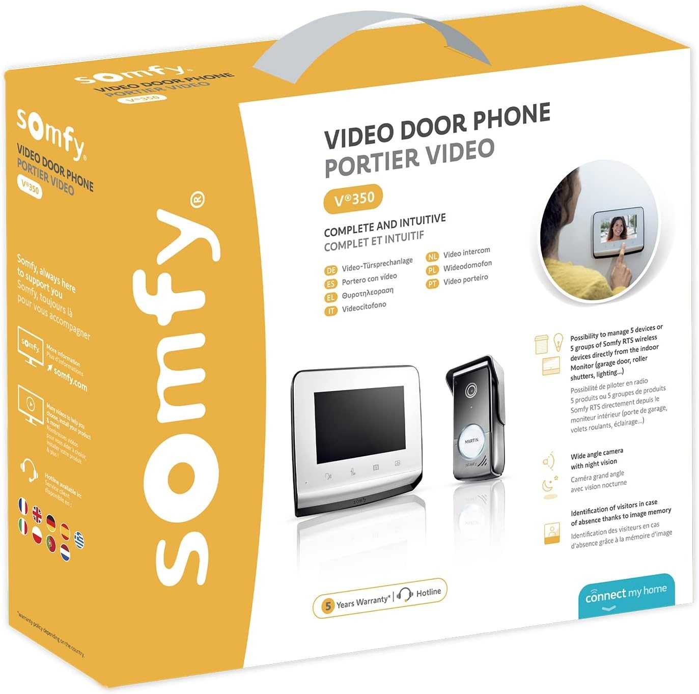 Video-intercom Somfy V350: 7" Scherm, Nachtzicht, 60% Korting
