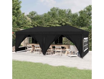 vidaXL Partytent inklapbaar met zijwanden 3x6 m zwart