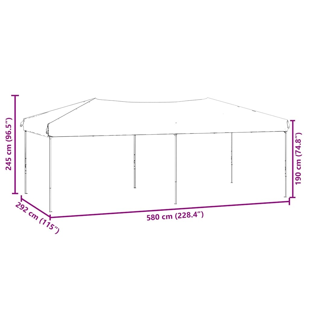 vidaXL Partytent inklapbaar met zijwanden 3x6 m zwart