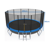 Trampoline 490 cm - met net en ladder - blauw - tot 150 kg