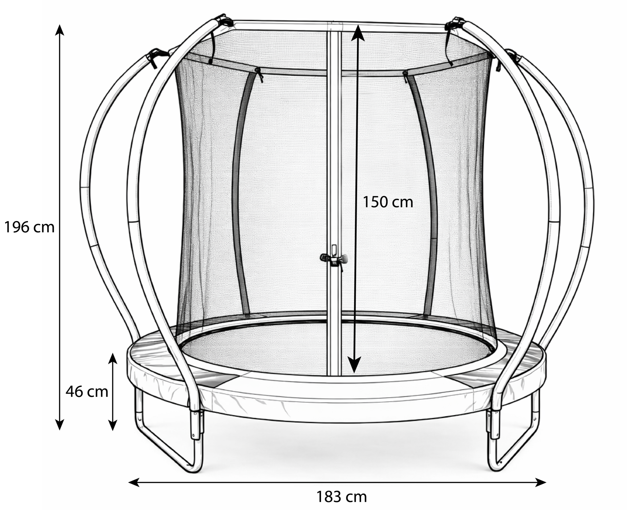 Trampoline rond - 183 cm - met veiligheidsnet - groen zwart