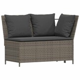 vidaXL 4-delige Tuinset met kussens poly rattan grijs