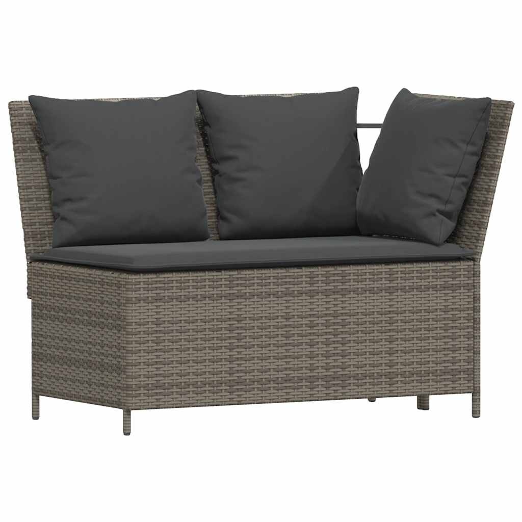 vidaXL 4-delige Tuinset met kussens poly rattan grijs