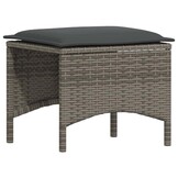 vidaXL 4-delige Tuinset met kussens poly rattan grijs