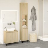 vidaXL Badkamerkast 30x30x190 cm bewerkt hout sonoma eikenkleurig