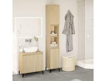 vidaXL Badkamerkast 30x30x190 cm bewerkt hout sonoma eikenkleurig