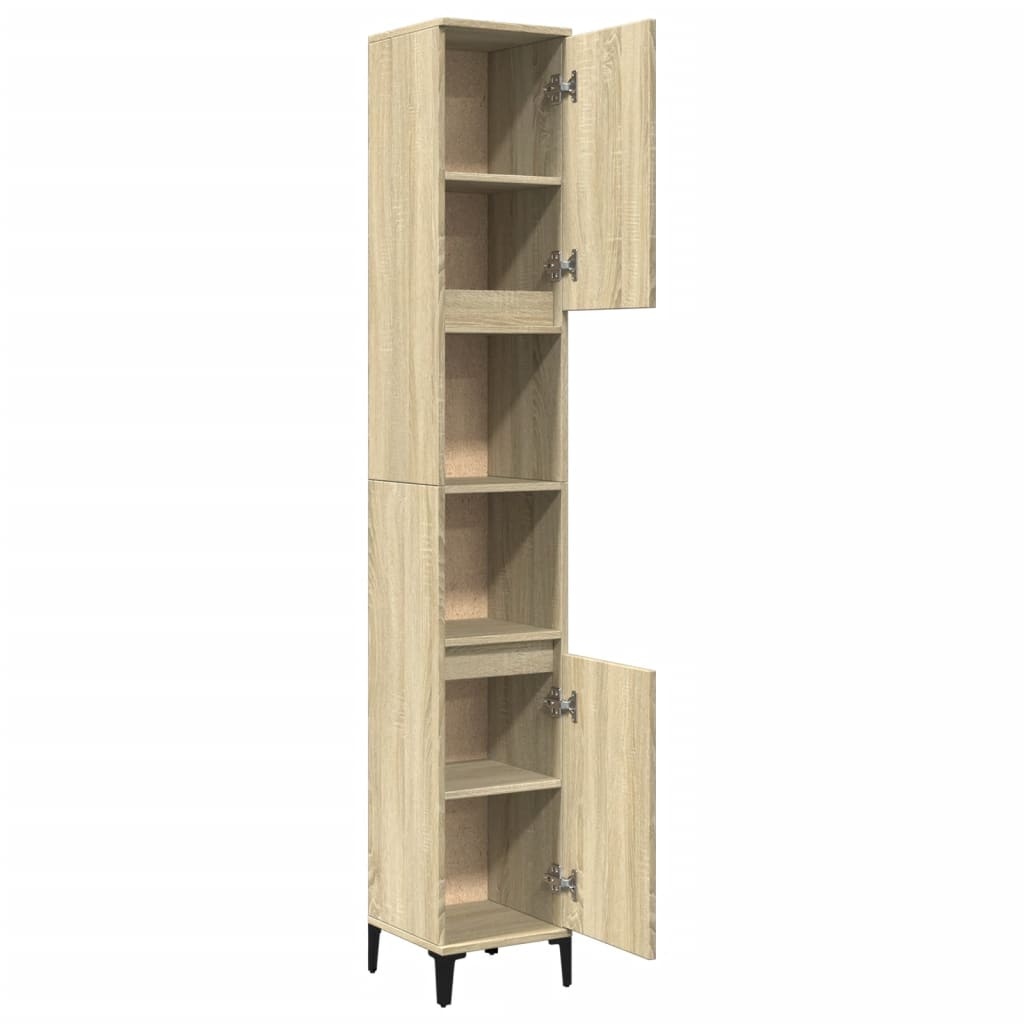 vidaXL Badkamerkast 30x30x190 cm bewerkt hout sonoma eikenkleurig