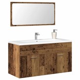 vidaXL Badkamerkast met spiegel bewerkt hout oud houtkleurig