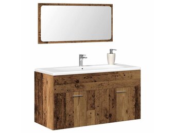 vidaXL Badkamerkast met spiegel bewerkt hout oud houtkleurig
