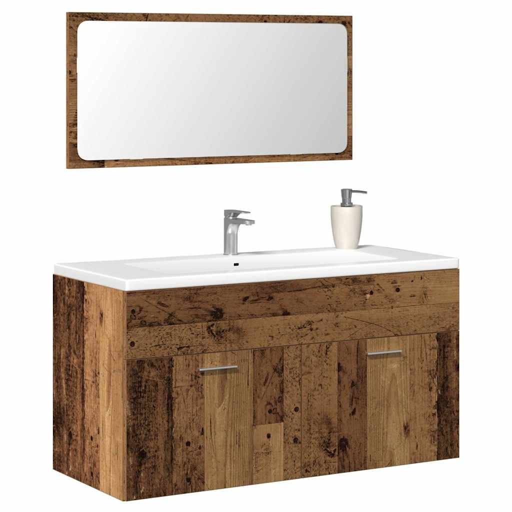 vidaXL Badkamerkast met spiegel bewerkt hout oud houtkleurig
